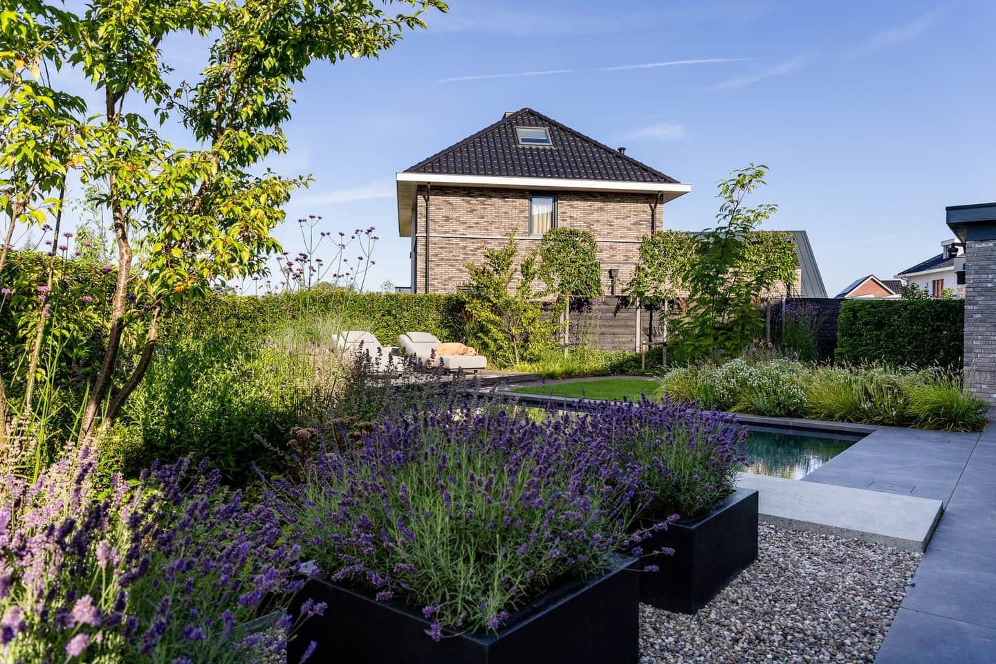 Aangelegde tuin met zwembad in Valburg door Van Rijbroek Hoveniers — foto 12 van 20